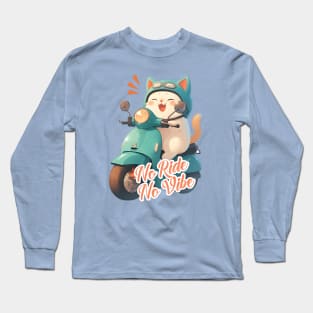 Kawaii cat riding scooter Long Sleeve T-Shirt